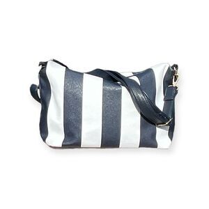 Blue, White Striped Casual Shoulder Crossbody Bag